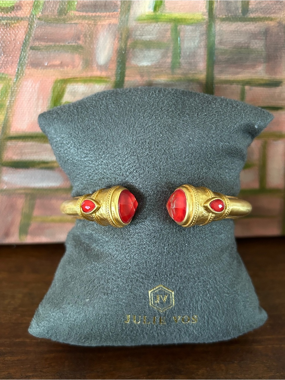 Julie Vos Cannes Demi Cuff Iridescent Strawberry Stones
